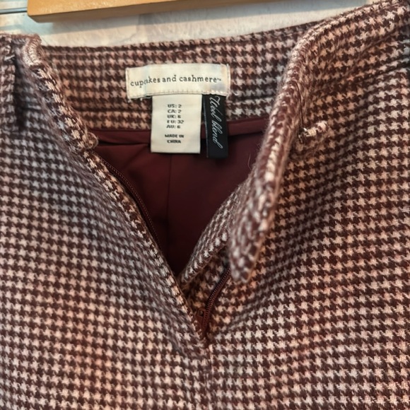 Cupcakes and Cashmere Wool Blend Skirt Size 2 Houndstooth - Picture 8 of 11